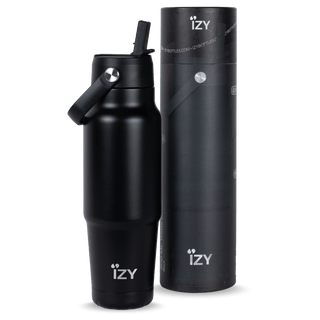 IZY Bottles - IZY Drikkeflaske Med Sugerør – Sort 900 ml - COLORPOP