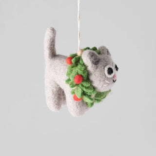 Ernest, Katt med Krans - Fair trade Julepynt