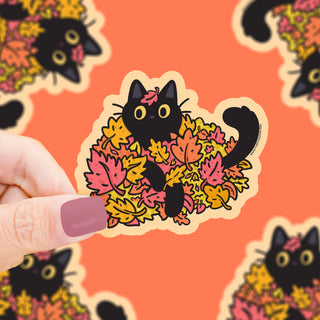 Autumn Leaves Kitty - Klistremerke