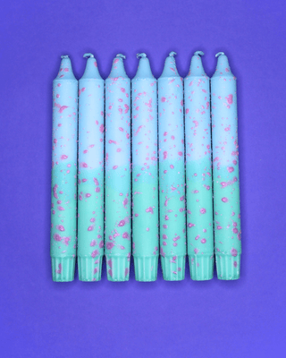 Nordtrice - Kronelys - Blå og Mint med Rosa Konfetti - COLORPOP