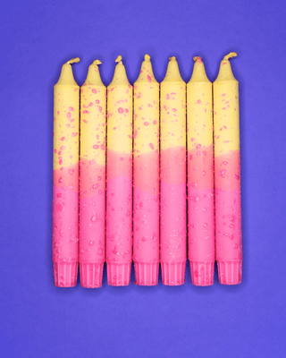 Nordtrice - Kronelys - Gul og Rosa med Konfetti - COLORPOP
