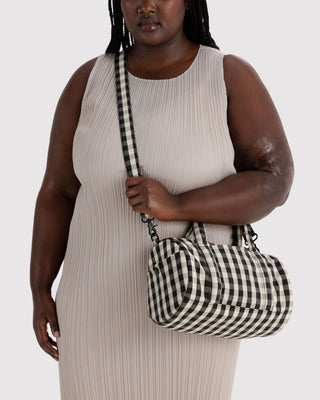BAGGU Nylon Duffle Bag - Black And Cream Gingham