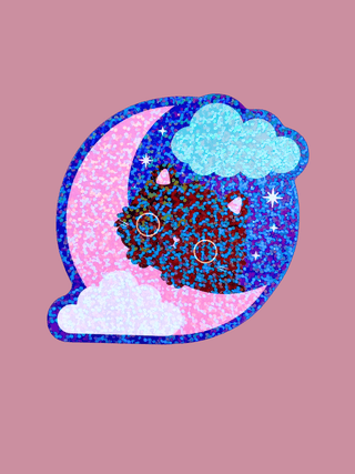 Paper Cat Club - Celestial Moon Cat Klistremerke Glitter - COLORPOP