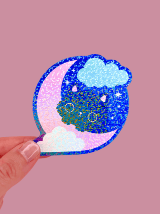 Paper Cat Club - Celestial Moon Cat Klistremerke Glitter - COLORPOP