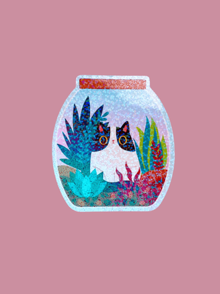 Paper Cat Club - Purrarium Klistremerke - Sort og hvit katt - COLORPOP