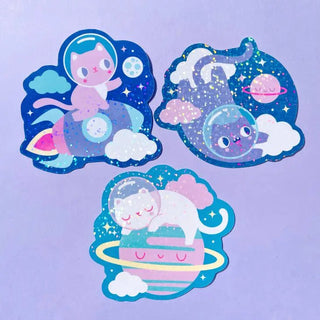 Paper Cat Club - Space Cat Glitter Klistremerker - COLORPOP