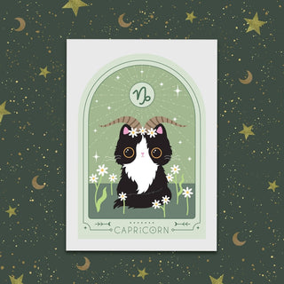 Paper Cat Club - Zodiac Kitty Art Print - Capricorn - COLORPOP