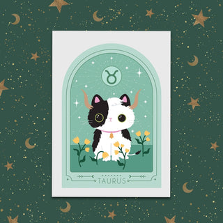 Paper Cat Club - Zodiac Kitty Art Print - Taurus - COLORPOP