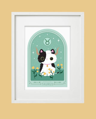 Paper Cat Club - Zodiac Kitty Art Print - Taurus - COLORPOP
