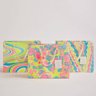 Paper Mirchi - Håndlaget Marmorert Gavepose (Medium) - Neon - COLORPOP