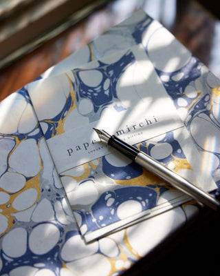 Paper Mirchi - Håndlaget Marmorert Papir - Bubbles Blue - COLORPOP