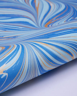 Paper Mirchi - Håndlaget Marmorert Papir - Fountain Waves Blue Gold - COLORPOP