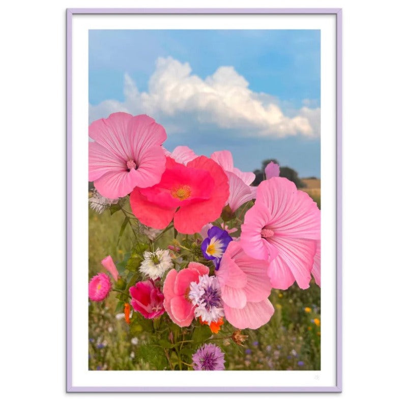 Poppykalas - Cottage flowers A3 Innrammet
