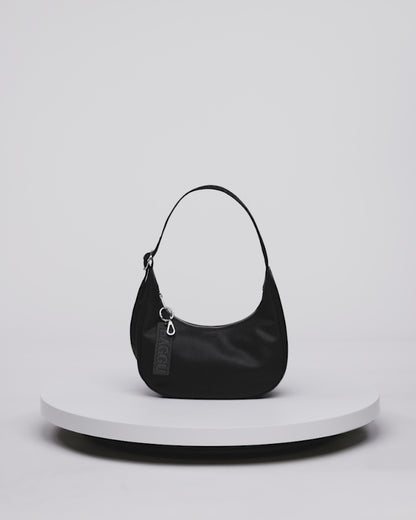 BAGGU Recycled Leather Crescent Bag Small - Black