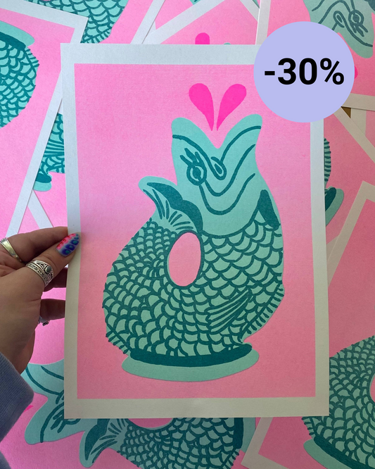 Glug Jug A4 Risograph Print