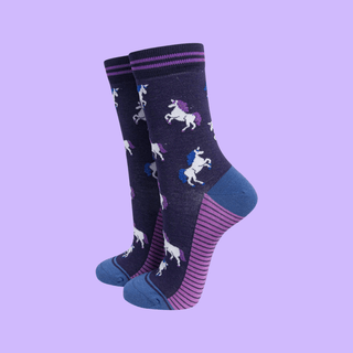 Sock Talk - Bambussokker Enhjørninger med Glitter Str. 36-40 - COLORPOP