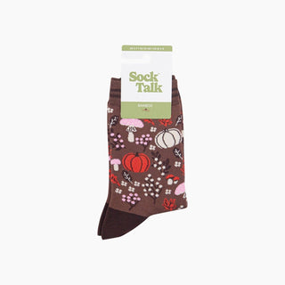 Sock Talk - Bambussokker Gresskar og Blomster Brun Str. 36-40 - COLORPOP