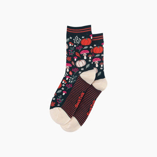 Sock Talk - Bambussokker Gresskar og Blomster Dyp Grønn Str. 36-40 - COLORPOP
