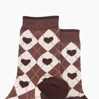 Sock Talk - Bambussokker Hjerter Brun Argyle Str. 36-40 - COLORPOP