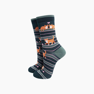 Sock Talk - Bambussokker Katt Stripete Grønn Str. 36-40 - COLORPOP
