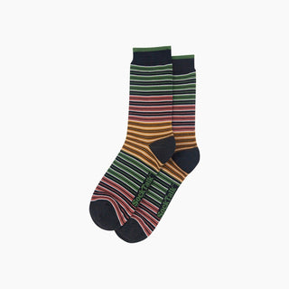 Sock Talk - Bambussokker Striper Sort/Grønn/Oransje Str. 41-45 - COLORPOP