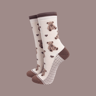 Sock Talk - Bambussokker Teddybjørner Krem Str. 36-40 - COLORPOP