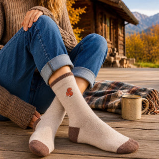 Sock Talk - Ullsokker med Brodert Ekorn 36-40 - COLORPOP