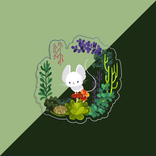Thousand Skies - Klistremerke Gjennomsiktig - Little Mouse & Succulent Wreath - COLORPOP