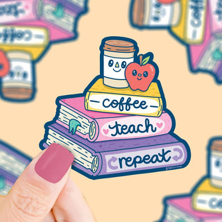 Turtle's Soup - Coffee Teach Repeat - Klistremerke til lærere - COLORPOP