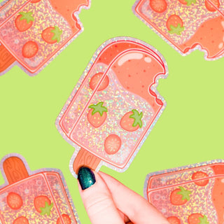 Turtle's Soup - Strawberry Ice Pop - Klistremerke (Glitter) - COLORPOP