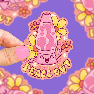 Peace Out Groovy Lava Lamp - Klistremerke