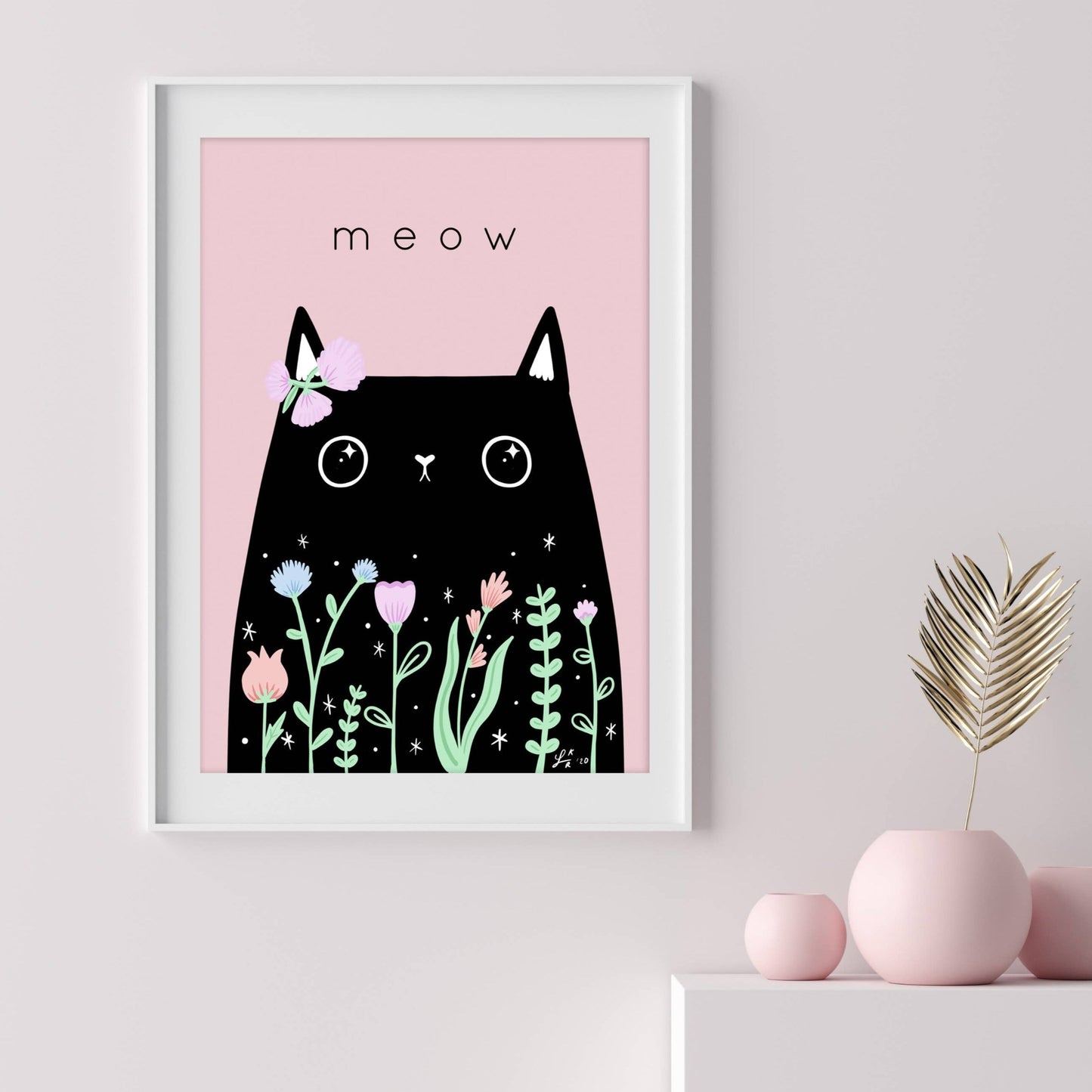 Fox & Fauna - Meow Black Cat Giclée Art Print A4 - COLORPOP