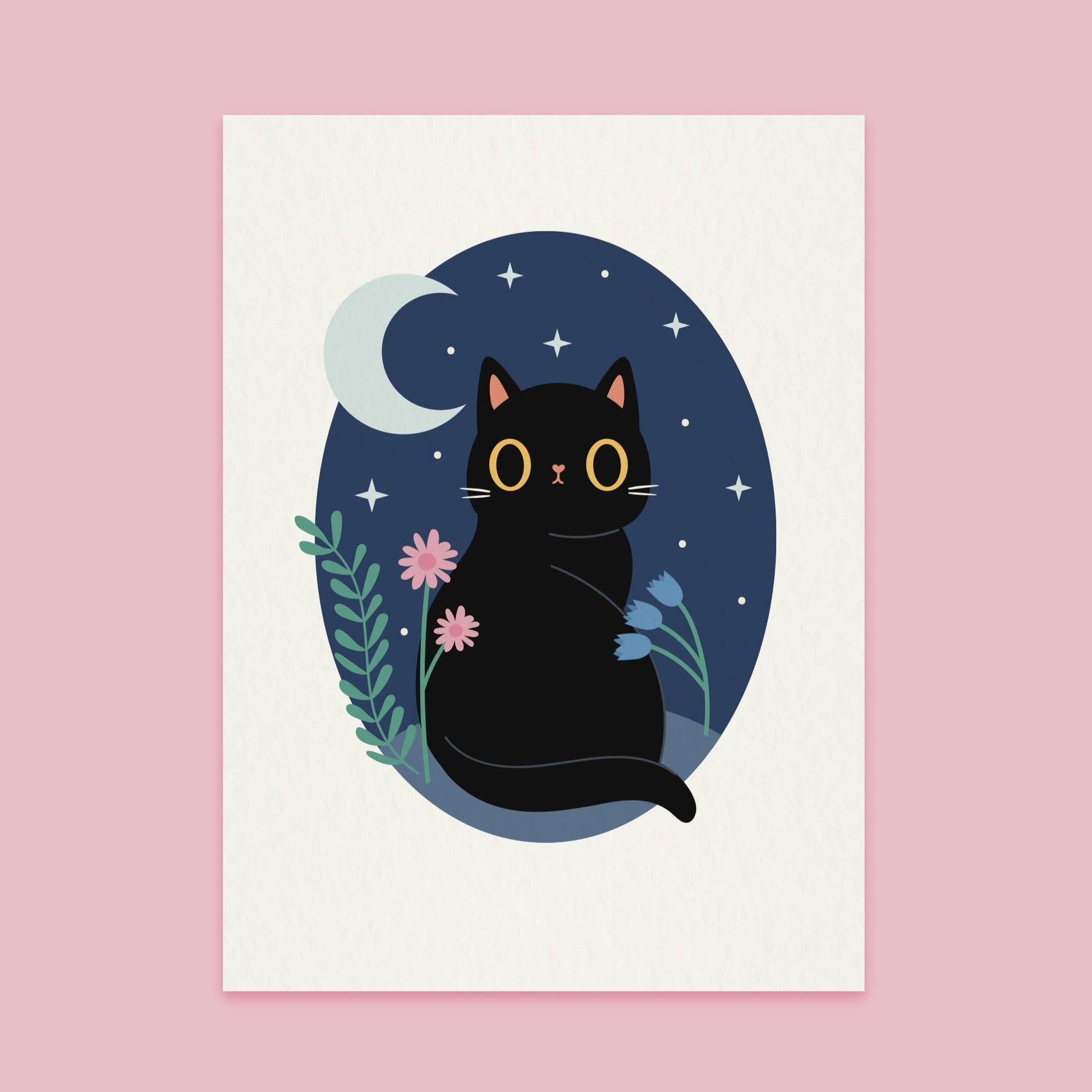 Paper Cat Club - Wildflower Cat Print Night - Velg farge på katten - Svart katt - COLORPOP