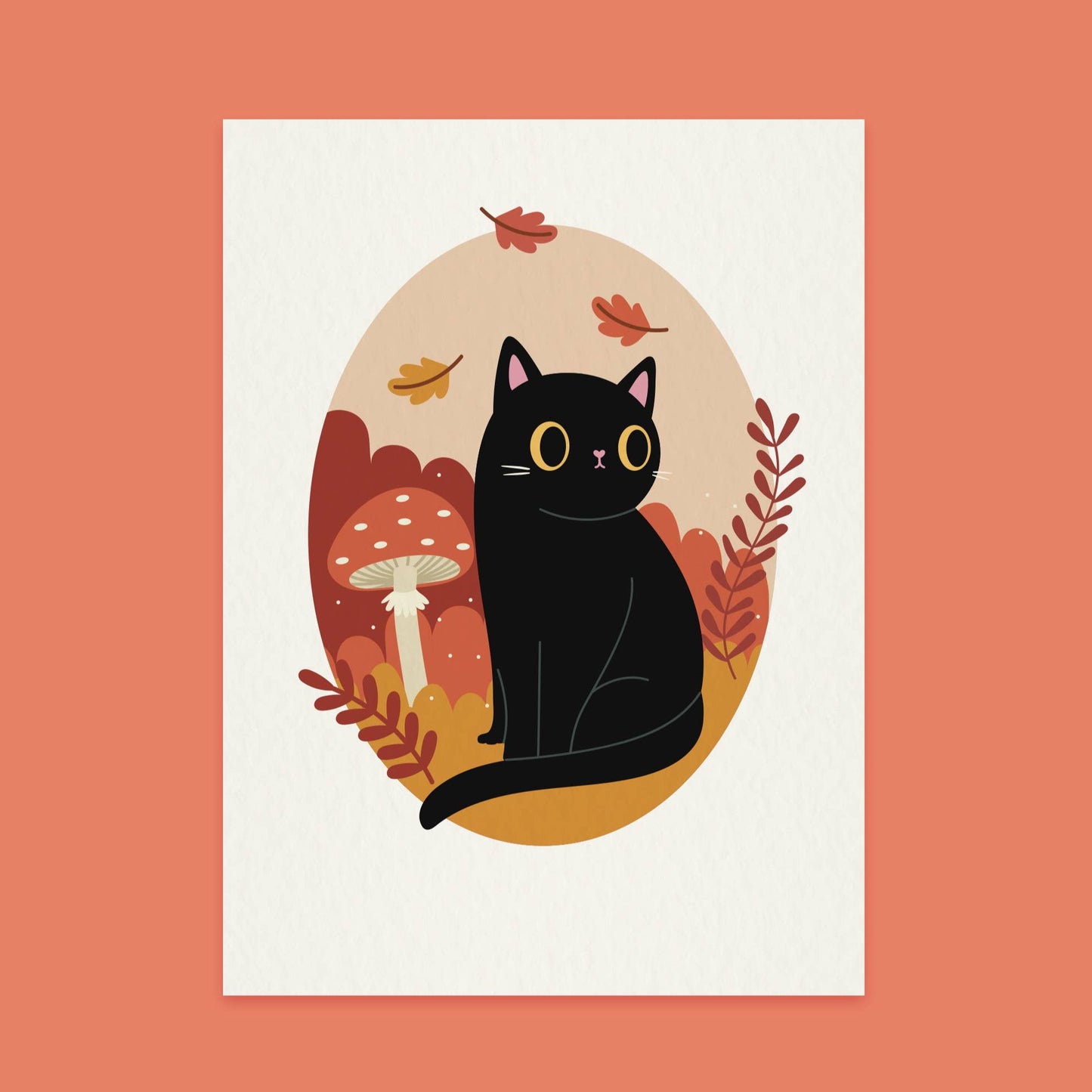 Paper Cat Club - Wildflower Cat Print Autumn - Velg farge på katten - Svart katt - COLORPOP