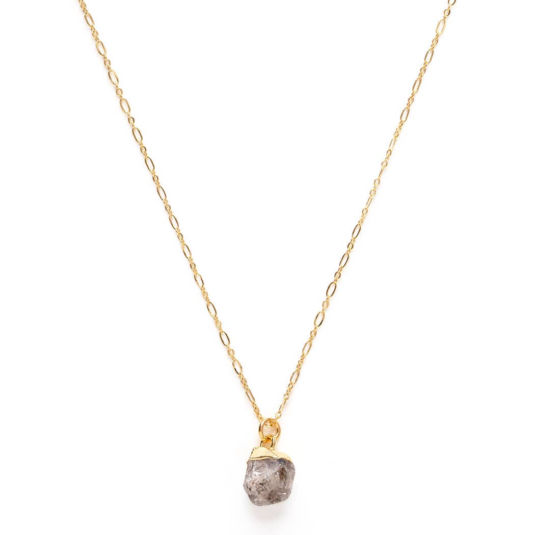 Raw Cut Gemstone Necklace - Herkimer Diamond
