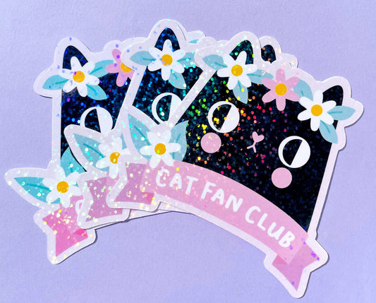 Cat Fan Club Glitter Klistremerke