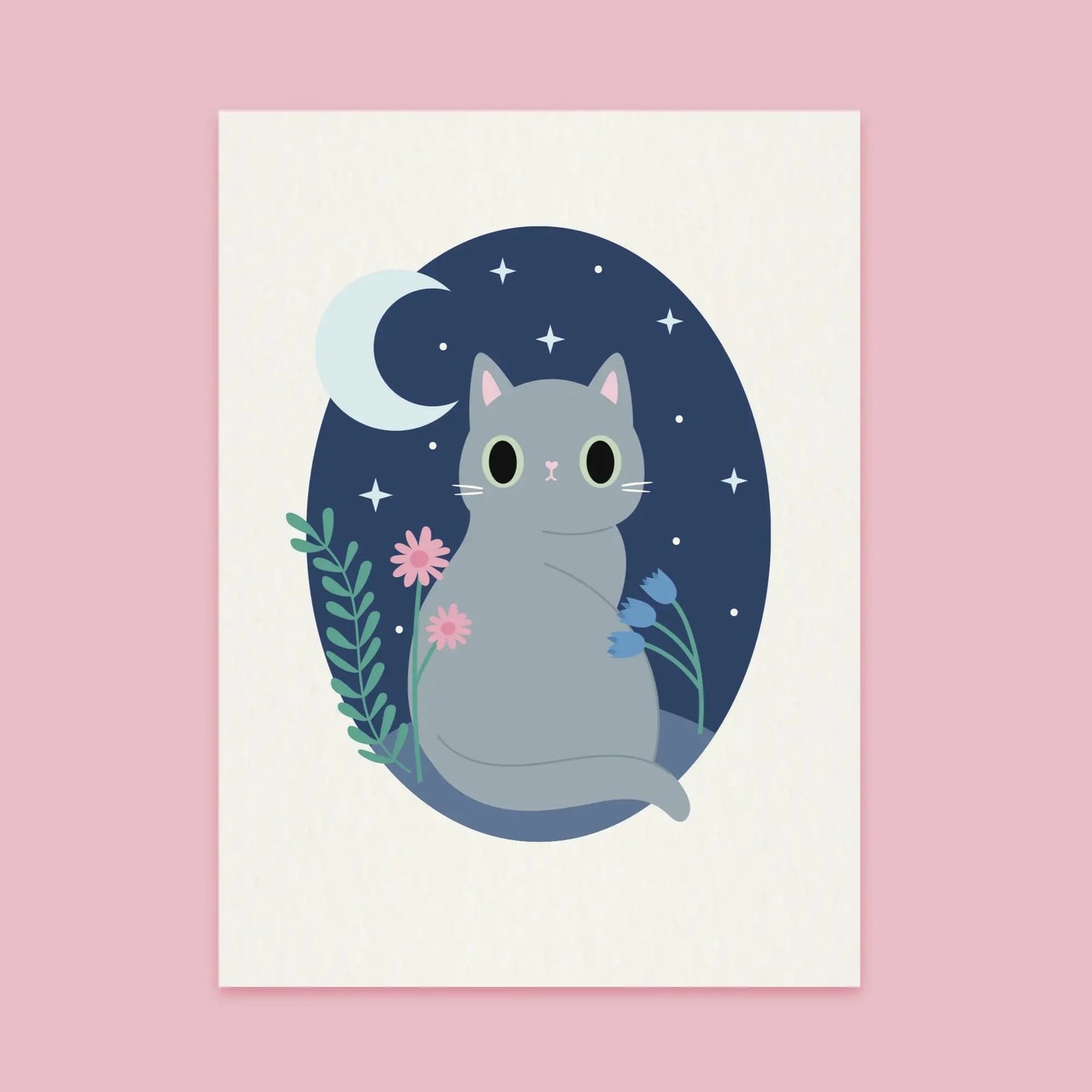 Paper Cat Club - Wildflower Cat Print Night - Velg farge på katten - Grå katt - COLORPOP