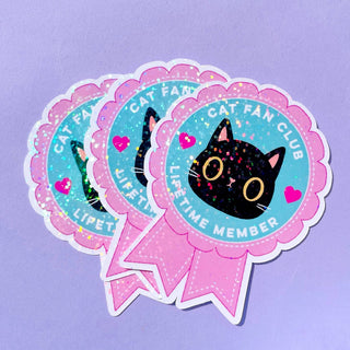 Cat Fan Club Rosette Glitter Klistremerke