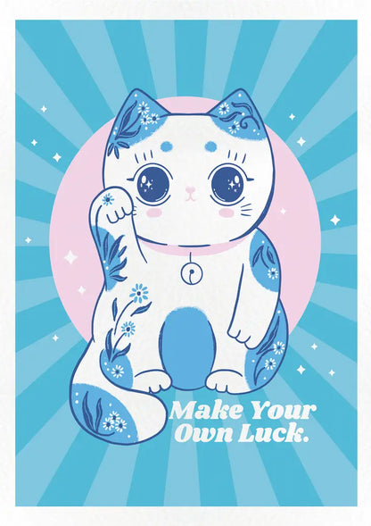 Fox & Fauna - Kawaii Lucky Cat Giclée Art Print A4 - COLORPOP