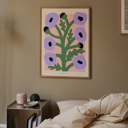 Madelen - Purple Poppies 30 x 40 cm Innrammet