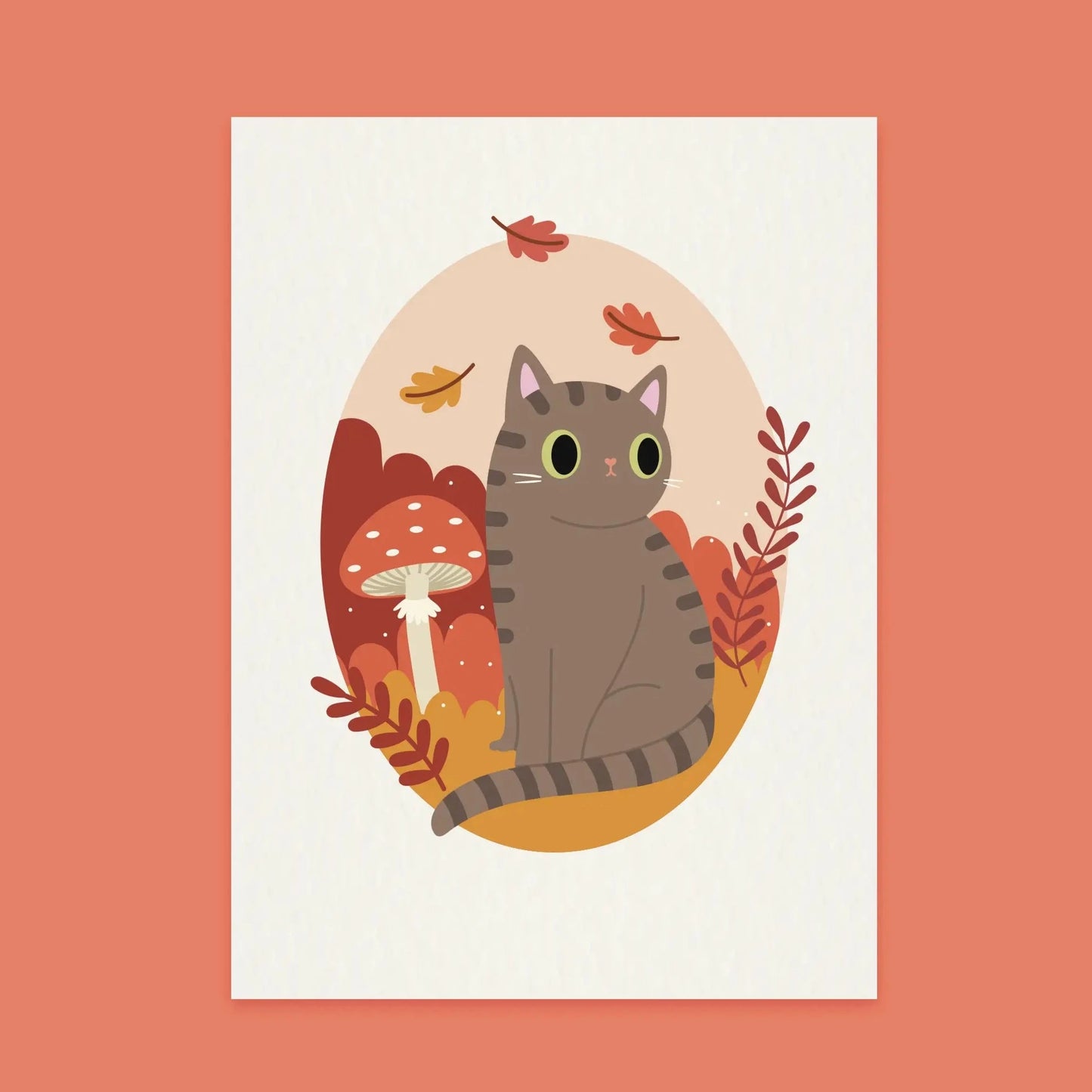 Paper Cat Club - Wildflower Cat Print Autumn - Velg farge på katten - Tabby katt (brun) - COLORPOP