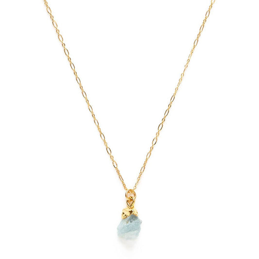 Raw Cut Gemstone Necklace - Aquamarine