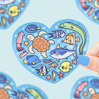 Ocean Animal Heart - Klistremerke
