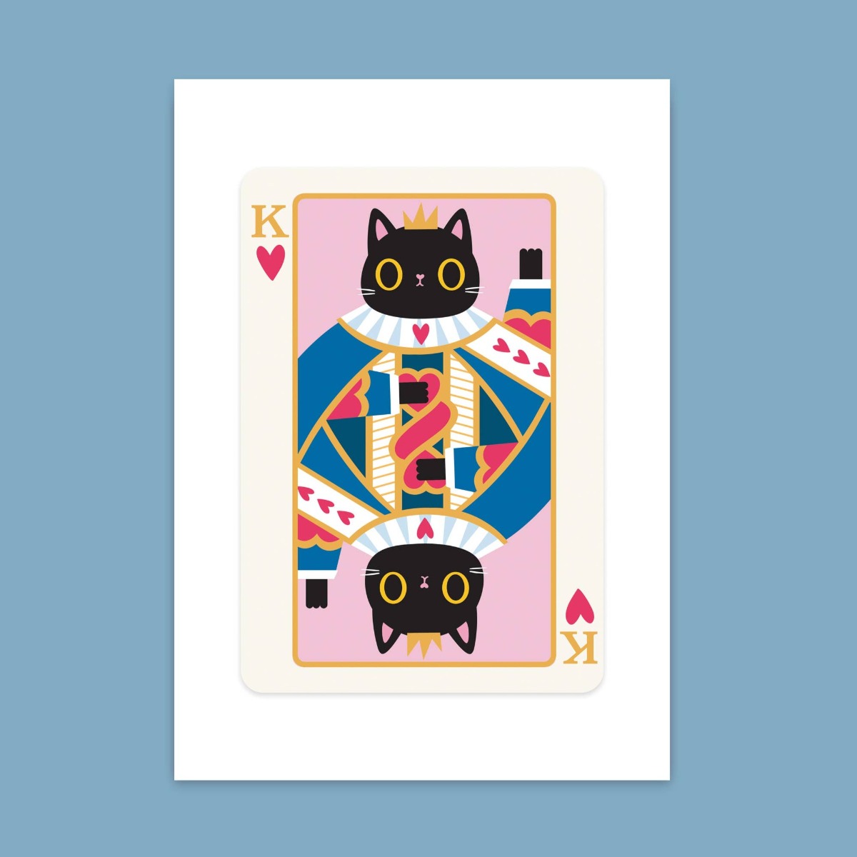 King of Hearts Cat Print A5