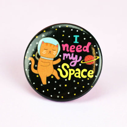I Need My Space Galaxy Cat Introvert Button