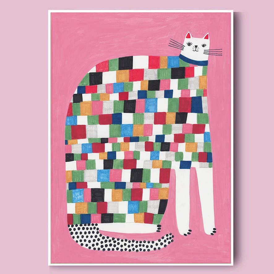 Daria Solak Illustrations - SQUARE CAT Giclee Print A4 - COLORPOP