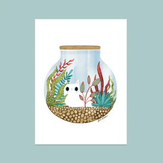 Cat & Plants terrarium Print A5