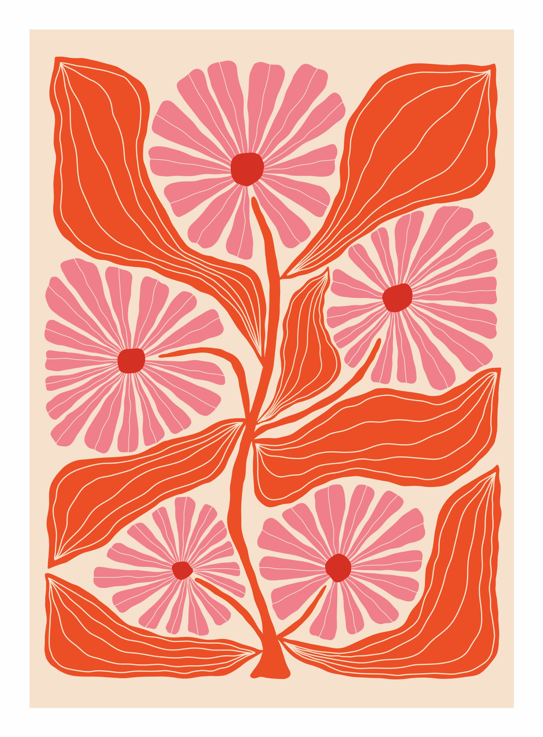 Rebecca Zwanzig - Pink Flowers Plakat 50 x 70 cm - COLORPOP