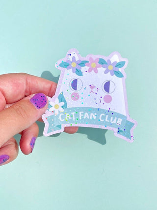 Paper Cat Club - White Cat Fan Club Glitter Klistremerke - COLORPOP